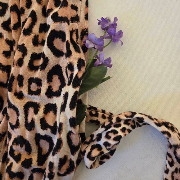 Soma Womens Cool Nights Animal Print Tie Front Short Robe S/M - Picture 9 of 12